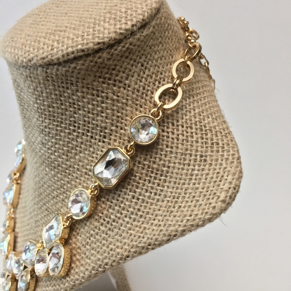 Goldtone Gemstone Crystal Statement Necklace - Picture 3 of 5